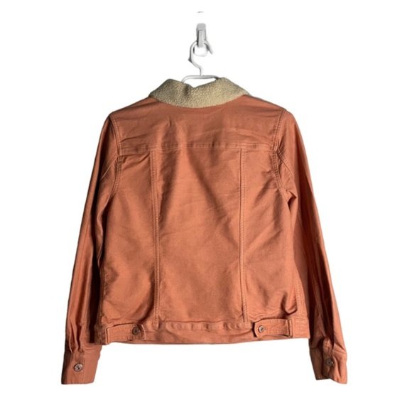 Issac Mizrahi Live! Women's Coral Pink Sherpa Stretch Denim Jacket - Picture 8 of 9